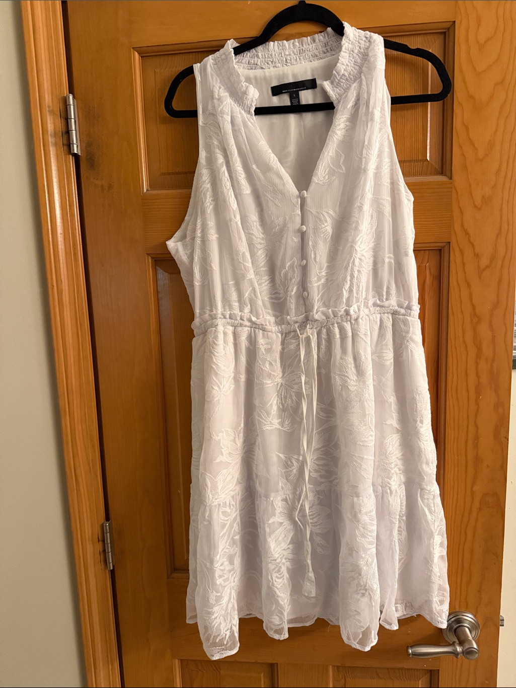 White House Black Market White Sleeveless Embroidered Tiered Mini Dress